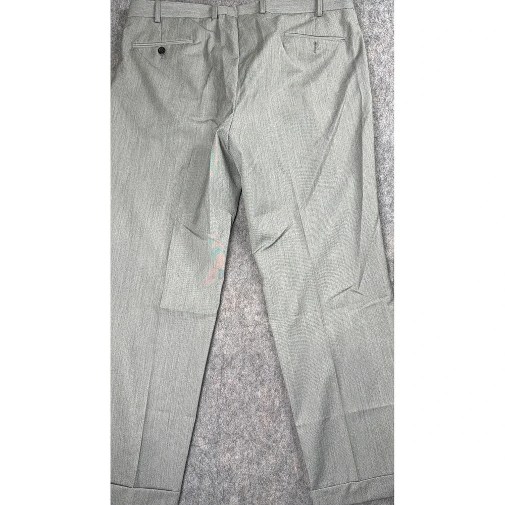 Chaps Dress Pants Mens 38x30 Gray Poly Rayon Pleated Cuffed Classic Professional